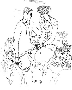 Сдается в наем. Часть первая. VIII. Идиллия на лоне природы. Иллюстрация к произведению Джона Голсуорси «Сага о Форсайтах». Художник Энтони Гросс, 1950