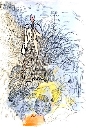 В петле. Часть третья. XII. Рождение Форсайта. Иллюстрация к произведению Джона Голсуорси «Сага о Форсайтах». Художник Энтони Гросс, 1950