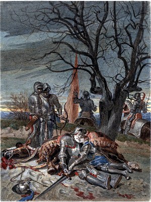 Смерть лорда Тальбота и его сына Джона. Художник Александр Бида (XIX век).