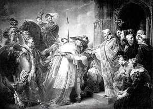 Генрих VIII, акт IV, сцена II, Лестерское аббатство. Уолси, Нортумберленд и его приближенные, аббат Лестера и т. д. Роберт Тью, 1803
