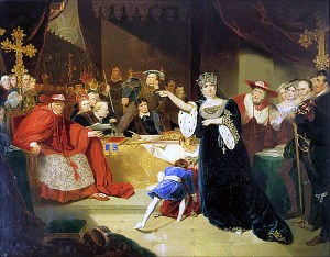 Суд над королевой Екатериной. Джордж Генри Харлоу, 1817 г.