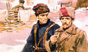 Это не Федькины замашки, а это просто парень хочет оправдаться, а как — не знает. Иллюстрация к повести Аркадия Гайдара «Школа». Художник В. Шевченко, 1972