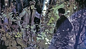 — Оттуда. Я убежал с поезда, когда его остановили. Иллюстрация к повести Аркадия Гайдара «Школа». Художник В. Шевченко, 1972