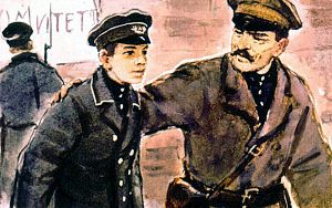 — Ну возьмите хоть его! Он быстро бегает. Иллюстрация к повести Аркадия Гайдара «Школа». Художник В. Шевченко, 1972