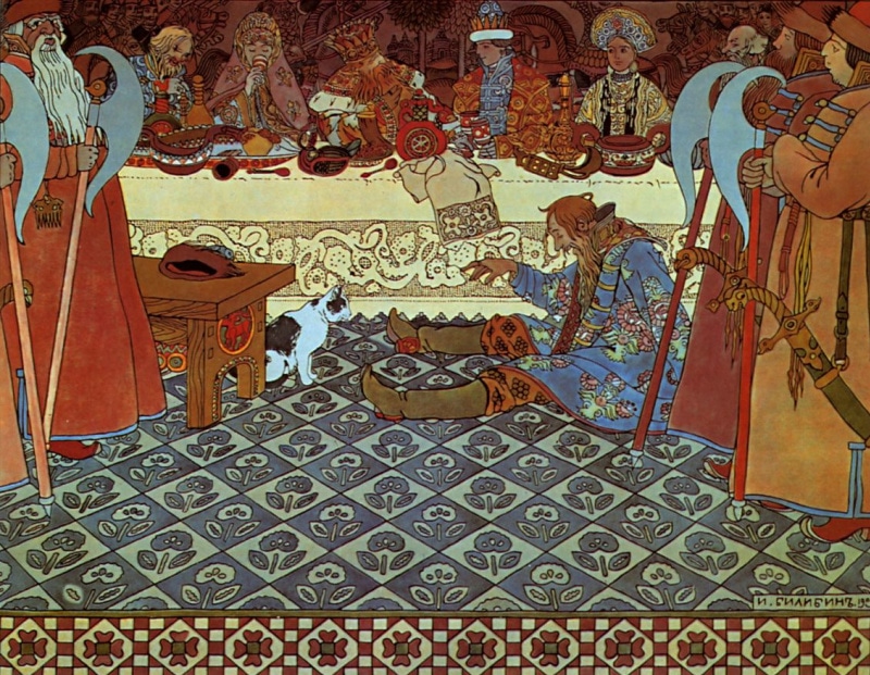 Пир. Иллюстрация к сказке о царе Салтане Пушкина. Художник И.А. Билибин