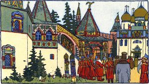 Конец. Так и ночь прошла. Иллюстрация И. Я. Билибина к сказке «Пёрышко Финиста Ясна-Сокола»