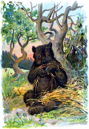 Медведь. Иллюстрация к русской народной сказке «Вершки и корешки». 1916 г.