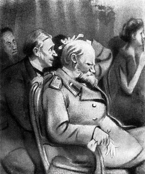Иллюстрация к рассказу Чехова «Смерть чиновника». Базилевич А.Д., 1955