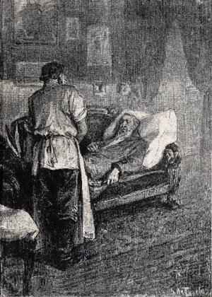 Слуга Герасим у дивана с больным Иваном Ильичом. Художник К.&nbsp;Лебедев, 1900