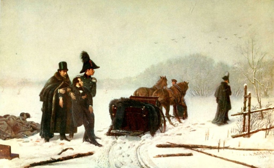 Дуэль Пушкина с Дантесом. Худ. А. А. Наумов. 1884