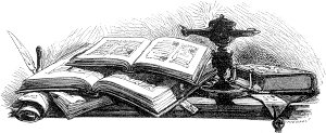 Собор Парижской Богоматери. Книга пятая. I. Abbas beati Martini. Заставка к главе романа Виктора Гюго. Издание 1844 г.