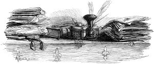 Собор Парижской Богоматери. Книга шестая. I. Беспристрастный взгляд на старинную магистратуру. Заставка к главе романа Виктора Гюго. Издание 1844 г.