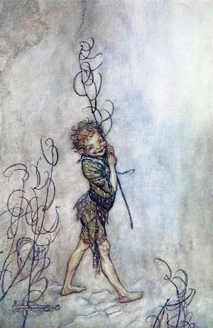Пак: Слабый разум смертным дан! Иллюстрация Артура Рэкема (1908) к комедии Уильяма Шекспира «Сон в летнюю ночь» (1595/96)