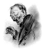 Гордей Карпыч. Персонаж комедии А. Н. Островского «Свои люди — сочтемся». Коллекция И. С. Зильберштейна, рисунок для литографии. Боклевский Пётр Михайлович, 1859-1860 гг.