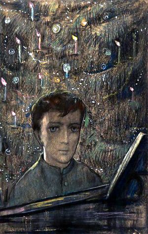 Иллюстрация И. С. Глазунова (1964) к рассказу А. И. Куприна «Тапёр» (1900)