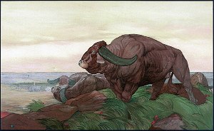 Возвращение стада буйволов. Иллюстрация к рассказу Р. Киплинга «Тигр! Тигр!». Художники Эдвард Юлиус Детмольд и Чарльз Морис Детмольд, 1902