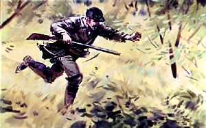 Охотник. Иллюстрация Б. Игнатьева к рассказу Л. Н. Толстого «Булька и кабан»