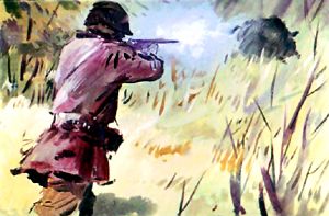 Выстрел. Иллюстрация Б. Игнатьева к рассказу Л. Н. Толстого «Булька и кабан»
