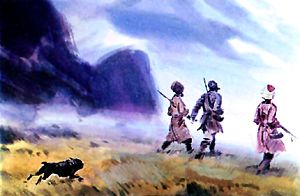 Иллюстрация Б. Игнатьева к рассказу Л. Н. Толстого «Булька и кабан»