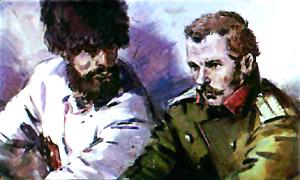 Старый казак говорил, что это был не волк, что это была ведьма. Иллюстрация Б. Игнатьева к рассказу Л. Н. Толстого «Булька и волк»