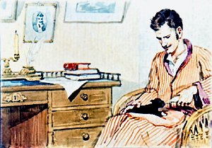 Булька-щенок и офицер. Иллюстрация А. Гапоненко к рассказу Л. Н. Толстого «Булька»