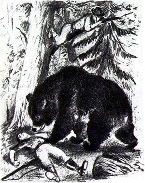 Иллюстрация К. Рудакова к басне Л. Толстого «Два товарища» (1937 г.)