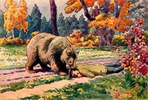 Иллюстрация П. П. Гославского к басне Л. Н. Толстого «Два товарища»
