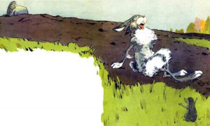 Заяц и ежи. Художник С. А. Куприянов