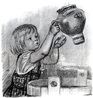 Кате дали мыло... Л. Толстой. Рассказы из «Азбуки». Рис. А. Пахомова, 1955