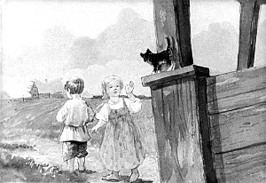 Конец. Иллюстрация Л. Ходокова к рассказу Л. Толстого «Котёнок»