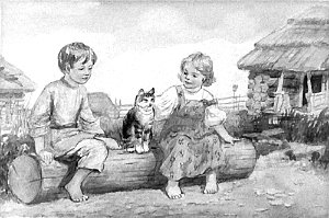 Иллюстрация Л. Ходокова к рассказу Л. Толстого «Котёнок»