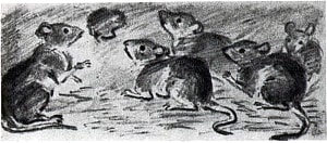 Иллюстрация К. Рудакова к басне Толстого «Мышь под амбаром» (1937 г.)