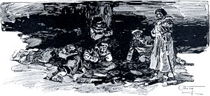 Конец. Иллюстрация А. П. Апсита к рассказу Л. Н. Толстого «Рубка леса»