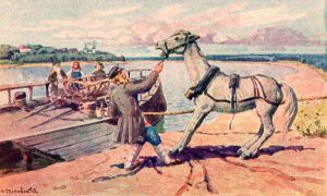 Иллюстрация П. П. Гославского к басне Л. Н. Толстого «Упрямая лошадь»