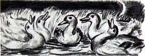 Иллюстрация К. Рудакова к басне Толстого «Утка и месяц» (1937 г.)
