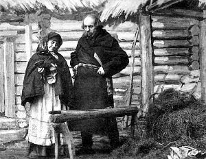 Сват. Да что же — дело полажено. Матрена. То-то, ты уж того, и не пяться. Да меня не забудь. Хлопотала я тоже. Уж ты не оставь... Д. IV. Явл. III. «Власть тьмы». Гр. Л. Толстого. МХТ, 1902 г.