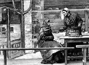 Анисья. Эх, кума. Оплели меня, обули так ловко, что и сказать нельзя. Д. III. Явл. III. «Власть тьмы». Гр. Л. Толстого. МХТ, 1902 г.