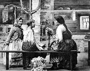 Анютка. К Никите отец с матерью пришли. Домой берут жить, однова дыхнуть... Д. I. Явл. IV. «Власть тьмы». Гр. Л. Толстого. МХТ, 1902 г.
