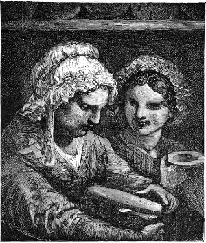 Дус и Грация. Иллюстрация к роману Виктора Гюго «Труженики моря». Художник Франсуа Шифляр. Издание 1882 г.