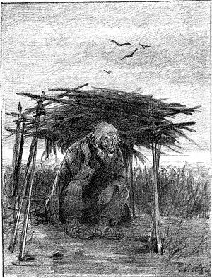 — А про то старшие знают. Иллюстрация к рассказу И. С. Тургенева «Контора». Юмор И. С. Тургенева в рисунках. Премия к журналу «Осколки» за 1894 г. — С.-Петербург, Типо-Литография Р. Голике, Спасская улица, д. № 17. 1894.