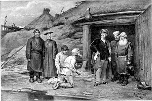 Графика. «Бурмистр», иллюстрация к сборнику рассказов И. С. Тургенева «Записки охотника». Художник Лебедев Клавдий Васильевич, 1883-1884