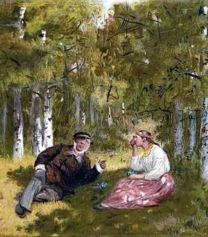 Иллюстрация (1880 г.) П.&nbsp;П.&nbsp;Соколова к рассказу И.&nbsp;С.&nbsp;Тургенева «Свидание»