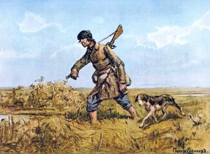 Иллюстрация (1891 г.) П.&nbsp;П.&nbsp;Соколова к рассказу И. С. Тургенева «Ермолай и мельничиха»