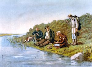 Иллюстрация (1891 г.) П.&nbsp;П.&nbsp;Соколова к рассказу И. С. Тургенева «Малиновая вода»