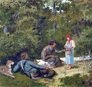 Иллюстрация П.&nbsp;П.&nbsp;Соколова к рассказу И.&nbsp;С.&nbsp;Тургенева «Касьян с Красивой Мечи». 1891-1892 гг.