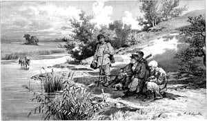 Графика. «Малиновая вода», иллюстрация к сборнику рассказов И. С. Тургенева «Записки охотника». Художник Лебедев Клавдий Васильевич, 1883-1884