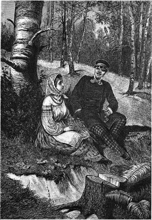 Иллюстрация к рассказу И. С. Тургенева «Свидание». Художник В. Шпак (грав. Флюгель), конец ХIХ в.