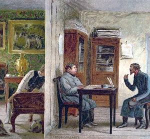 Иллюстрация П.&nbsp;П.&nbsp;Соколова к рассказу И.&nbsp;С.&nbsp;Тургенева «Контора». 1891-1892 гг.