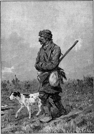 Соколов П. П. (художник), Рашевский (гравер). Литературный альбом. Иллюстрация П. П. Соколова к «Запискам охотника» И. С. Тургенева. Ермолай и Валетка. Конец XIX — начало XX вв.