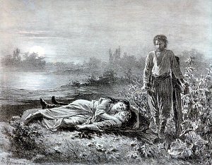 Смерть цыган. Иллюстрация к поэме А. С. Пушкина «Цыганы». Художник Трутовский Константин Александрович, 1880 г.